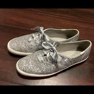 keds x kate spade new york glitter sneakers -silver